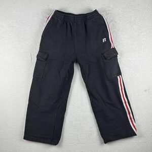 Russell Pants Mens Medium Black Cargo Red White Stripe Athletic‎ 90s Y2K Style
